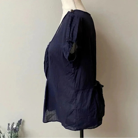 Marc by Marc Jacobs Navy Striped Cotton Square Neck Top Size Medium - Picture 6 of 12